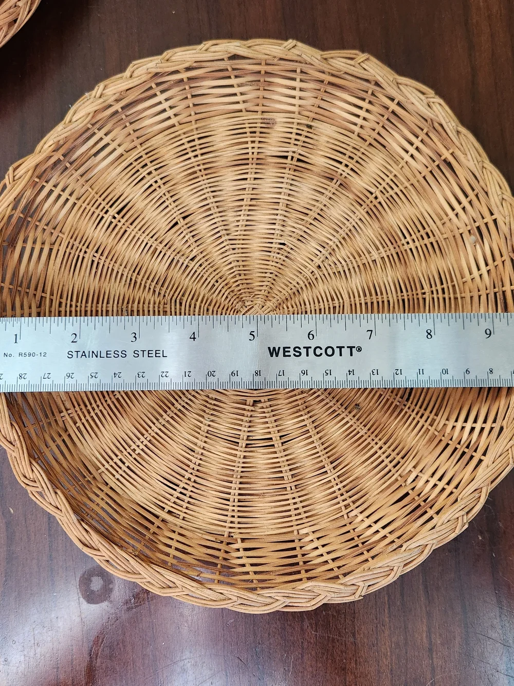 Vintage Set 6 10 Inch Wicker Paper Plate Holders Chargers Basket Trays Picnic